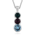 Designer Premium Multi Color Austrian Crystal Pendant in Sterling Silver with Stainless Steel Necklace 20 Inches - Sticky add to cart bar