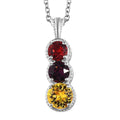 Designer Premium Multi Color Austrian Crystal Pendant in Sterling Silver with Stainless Steel Chain 20 Inches - Sticky add to cart bar