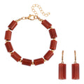One Time Only 2 Piece Set - Yellow Tiger's Eye Bracelet (7.00-9.00In) and Lever Back Earrings in Goldtone 136.40 ctw - Sticky add to cart bar