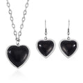 Shungite Heart Pendant Necklace 20 Inches and Earrings in Stainless Steel 46.50 ctw - Sticky add to cart bar
