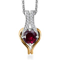 Orissa Rhodolite Garnet and Moissanite Vermeil YG and Pendant Necklace 20 Inches in Platinum Over Sterling Silver 0.85 ctw - Sticky add to cart bar