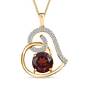 Mozambique Garnet and Moissantie Heart Pendant Necklace 20 Inches in Vermeil Yellow Gold Over Sterling Silver 3.40 ctw - Sticky add to cart bar