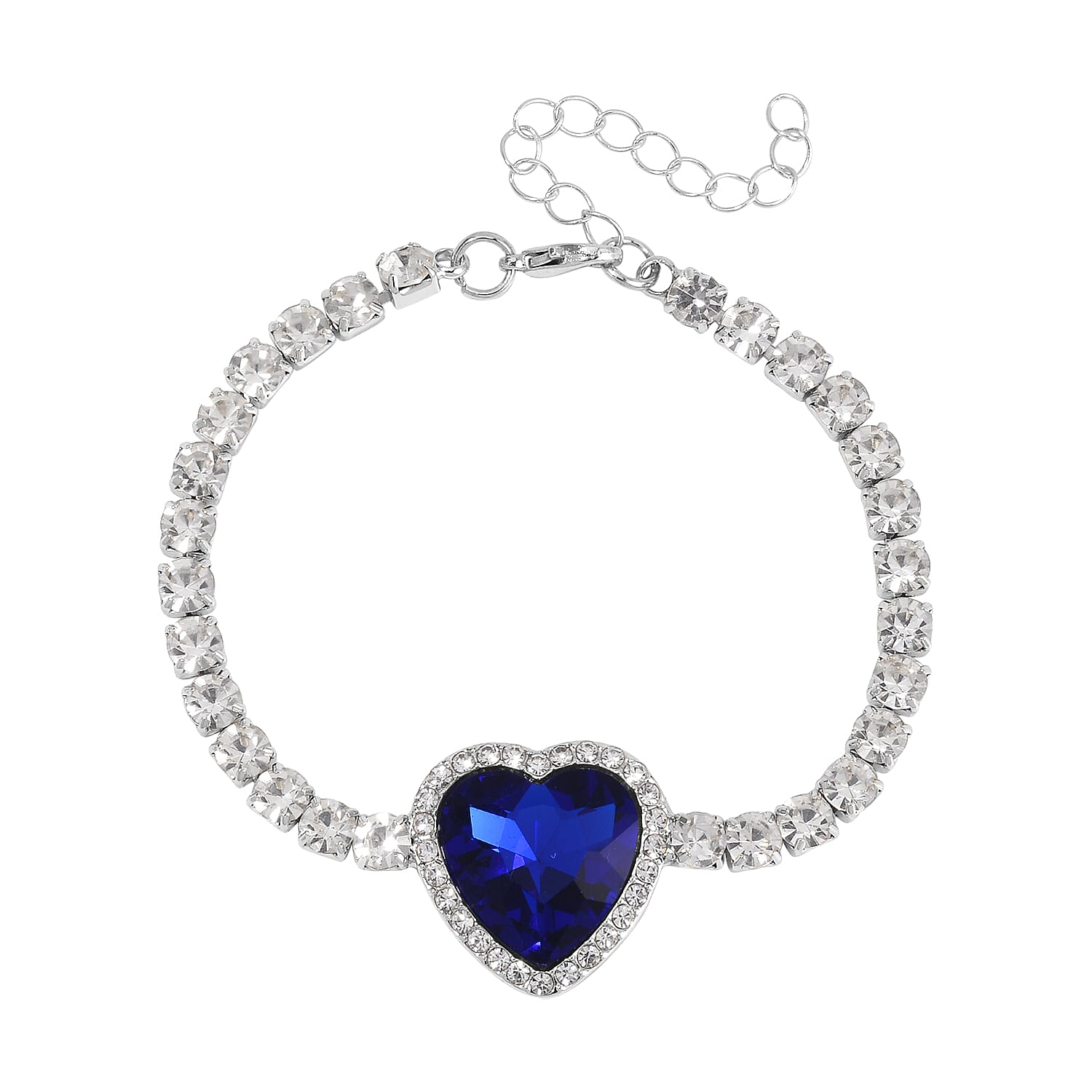 TLV Red Glass, Austrian Crystal Heart Bracelet (7.50-9.50In) and Earrings in Goldtone