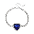 TLV Red Glass, Austrian Crystal Heart Bracelet (7.50-9.50In) and Earrings in Goldtone - Sticky add to cart bar