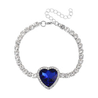 TLV Red Glass, Austrian Crystal Heart Bracelet (7.50-9.50In) and Earrings in Goldtone