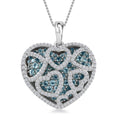 Betroka Blue Apatite and Moissanite Heart Pendant Necklace 20 Inches in Platinum Over Sterling Silver 4.90 ctw - Sticky add to cart bar