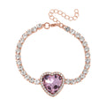 TLV Red Glass, Austrian Crystal Heart Bracelet (7.50-9.50In) and Earrings in Goldtone - Sticky add to cart bar