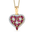 Orissa Rhodolite Garnet and Moissanite Heart Pendant Necklace 20 Inches in Vermeil Yellow Gold Over Sterling Silver 1.50 ctw - Sticky add to cart bar