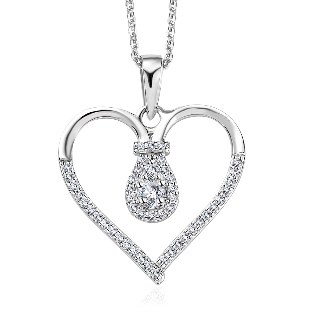 Moissanite Pendant Necklace (20 Inches) in Vermeil YG Over Sterling Silver 0.50 ctw