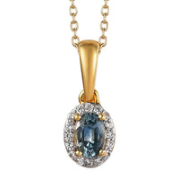 Premium Montana Sapphire, White Zircon Pendant Necklace (20 Inches) in 18K Vermeil YG Over Sterling Silver 0.65 ctw