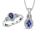 Tanzanite Ring (Size 10.0) and Pendant Necklace 20 Inches in Platinum Over Sterling Silver 1.75 ctw - Sticky add to cart bar