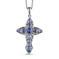Tanzanite and White Zircon Cross Pendant Necklace 20 Inches in Platinum Over Sterling Silver 2.00 ctw - Sticky add to cart bar