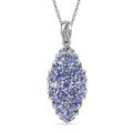 Tanzanite Elongated Pendant Necklace 20 Inches in Platinum Over Sterling Silver 3.00 ctw - Sticky add to cart bar
