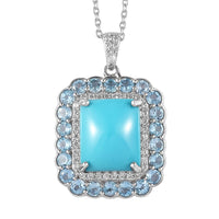 D'Joy Premium Turquoise and Multi Gemstone 7.60 ctw Pendant Necklace in Rhodium Over Sterling Silver 20 Inches