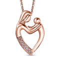 Natural Pink Diamond I3 Mom  & Son Love Pendant Necklace 20 Inches in Vermeil Rose Gold Over Sterling Silver 0.06 ctw - Sticky add to cart bar