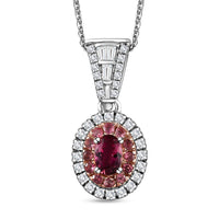 TLV Ceylon Blue Sapphire, Moissanite Halo Pendant Necklace (20 Inches) in Platinum Over Sterling Silver 1.35 ctw
