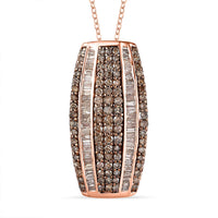 Natural Champagne Diamond Pendant Necklace 20 Inches in Vermeil Rose Gold Over Sterling Silver 1.00 ctw