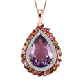 Rose De France Amethyst and Multi Gemstone 12.90 ctw Pendant Necklace in Vermeil Rose Gold Over Sterling Silver 20 Inches - Sticky add to cart bar