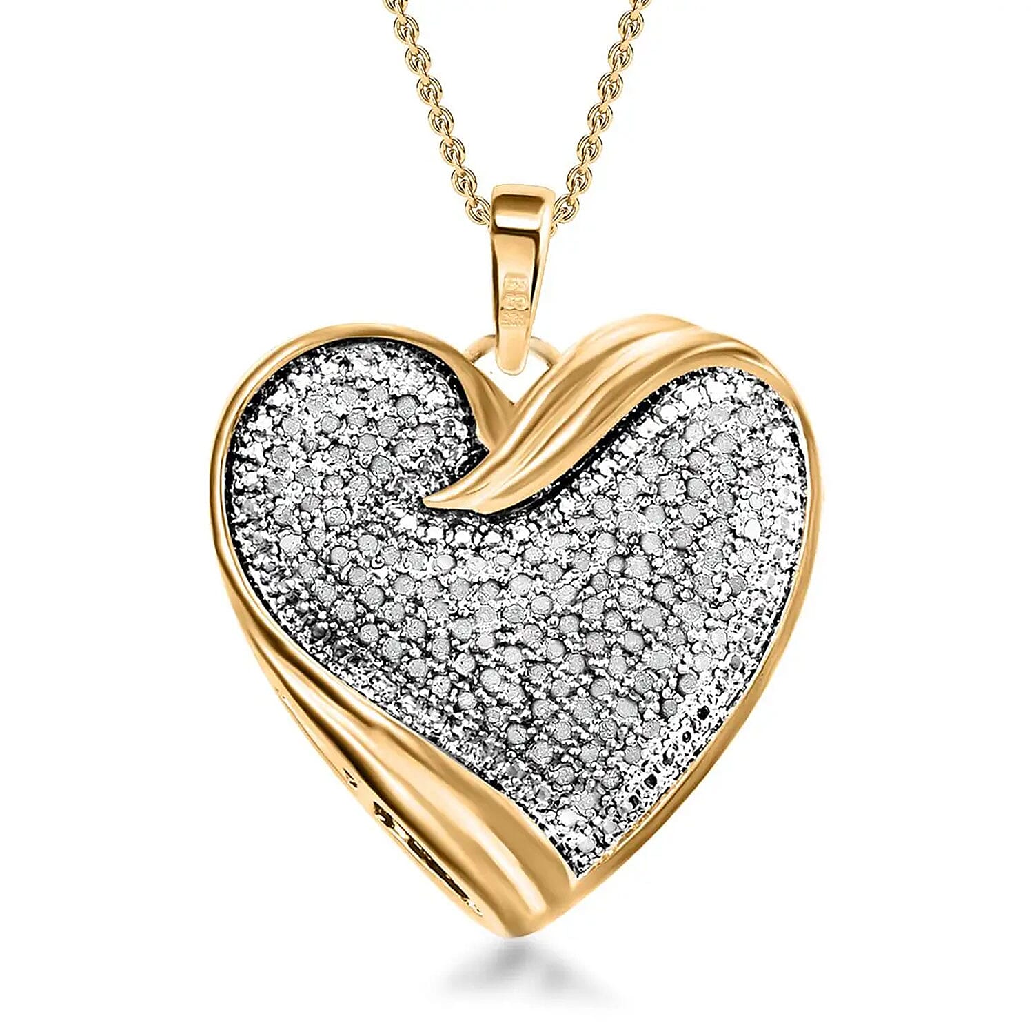 NY Closeout Diamond Heart Pendant Necklace in 14K YG Over Sterling Silver 18 Inches