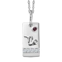 Orissa Rhodolite Garnet, Moissanite Capricorn Zodiac Pendant Necklace (20 Inches) in Platinum Over Sterling Silver 0.15 ctw