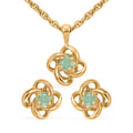 Simulated Emerald 1.35 ctw Stud Earrings and Pendant Necklace in Goldtone 18 Inches - Sticky add to cart bar