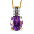 Moroccan Amethyst, Natural Champagne and White Diamond Pendant Necklace 20 Inches in Vermeil Yellow Gold Over Sterling Silver 3.50 ctw - Sticky add to cart bar