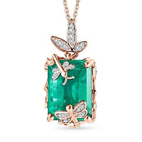 Emeraldine Triplet Quartz and Multi Gemstone Pendant 16.28 ctw Necklace in Vermeil RG Over Sterling Silver 18 Inches