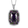 African Amethyst and Multi Gemstone 14.90 ctw Pendant Necklace in Platinum Over Sterling Silver 20 Inches - Sticky add to cart bar