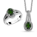Chrome Diopside Ring (Size 10.0) and Pendant Necklace 20 Inches in Stainless Steel 1.65 ctw - Sticky add to cart bar