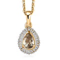 AAA Turkizite and Diamond Halo Pendant Necklace 20 Inches in Vermeil Yellow Gold Over Sterling Silver 0.60 ctw - Sticky add to cart bar