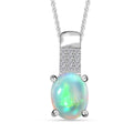 Ethiopian Welo Opal and Diamond Pendant Necklace 20 Inches in Platinum Over Sterling Silver 1.25 ctw - Sticky add to cart bar