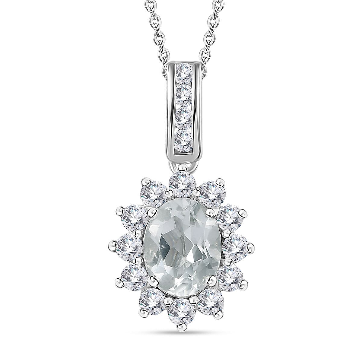 White Topaz Pendant Necklace 20 Inches in Platinum Over Sterling Silver 3.20 ctw