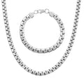 Box Chain Bracelet (7.50In) and Necklace 20 Inches in Stainless Steel - Sticky add to cart bar