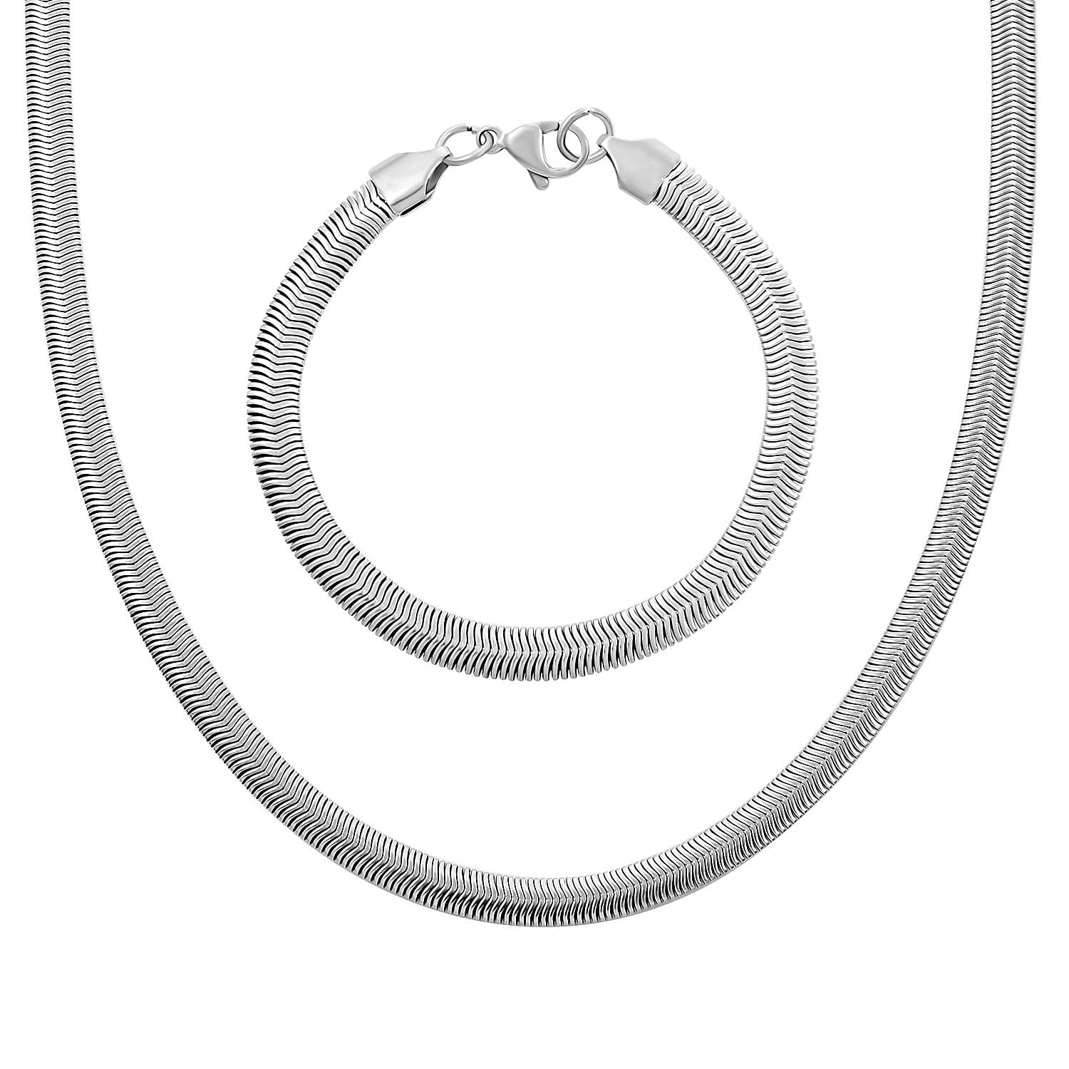 Stainless Steel Bracelet (7.50In) and Necklace 20 Inches
