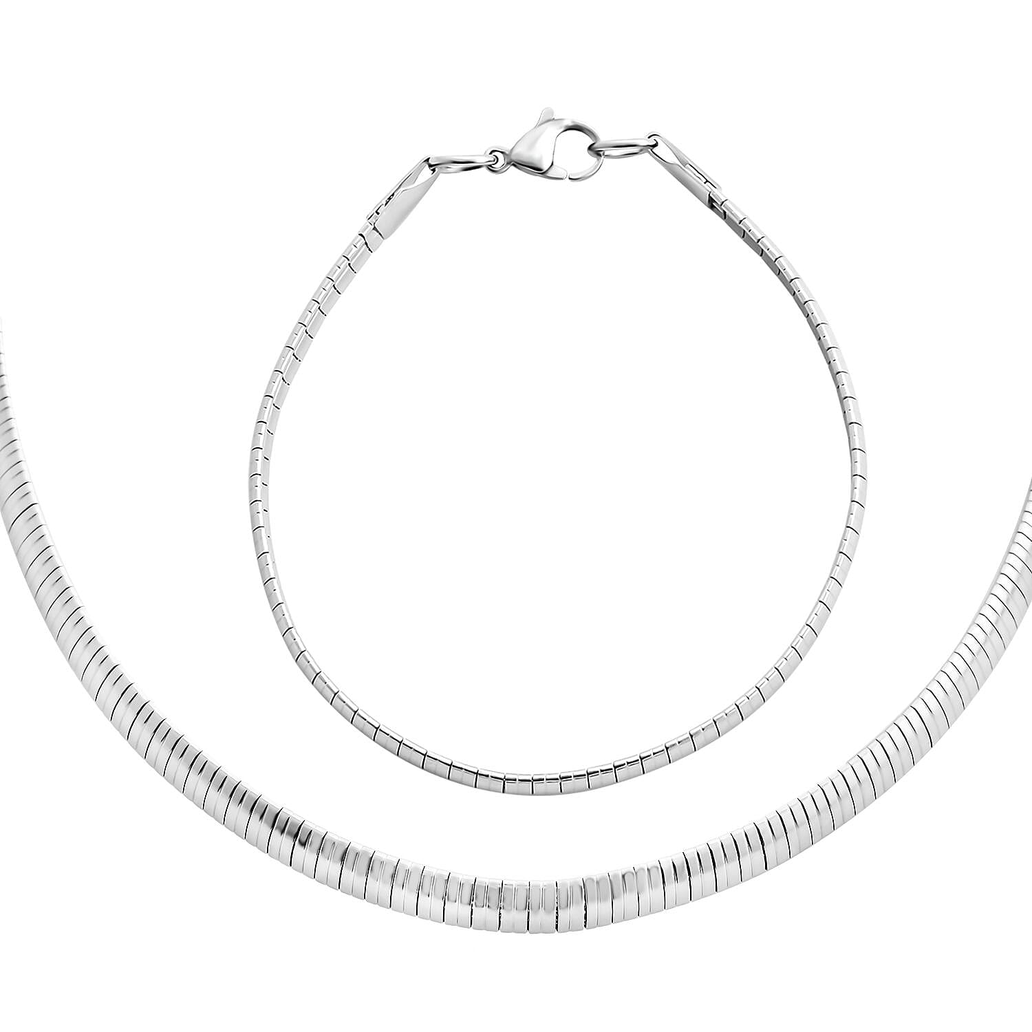 Omega Chain Bracelet (7.50In) and Necklace 20 Inches in Stainless Steel
