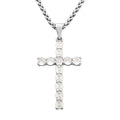 White Austrian Crystal Pendant Necklace (20 Inches) in Stainless Steel - Sticky add to cart bar