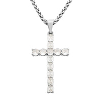 White Austrian Crystal Pendant Necklace (20 Inches) in Stainless Steel