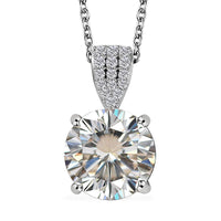 Strontium Titanate and Moissanite Pendant Necklace 20 Inches in Platinum Over Sterling Silver 5.90 ctw