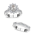 White Topaz Set of 2 Bridal Ring in Vermeil Yellow Gold Over Sterling Silver (Size 8.0) 4.75 ctw - Sticky add to cart bar
