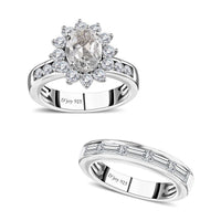 White Topaz Set of 2 Bridal Ring in Vermeil Yellow Gold Over Sterling Silver (Size 8.0) 4.75 ctw