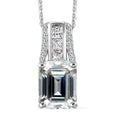 TLV Moissanite (Oct 10x8mm) Bridge Pendant Necklace (20 Inches) in Platinum Over Sterling Silver 4.00 ctw - Sticky add to cart bar