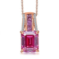Pink Moissanite and Multi Gemstone Bridge Pendant Necklace 20 Inches in Vermeil Rose Gold Over Sterling Silver 4.30 ctw - Sticky add to cart bar