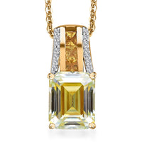 Yellow Moissanite and Multi Gemstone Bridge Pendant Necklace 20 Inches in Vermeil Yellow Gold Over Sterling Silver 4.35 ctw
