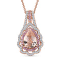 Premium Marropino Morganite and Multi Gemstone Pendant Necklace 20 Inches in Vermeil Rose Gold Over Sterling Silver 2.25 ctw - Sticky add to cart bar