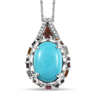 Premium Ethiopian Welo Opal and Multi Gemstone Pendant Necklace 20 Inches in Platinum Over Sterling Silver 5.85 ctw
