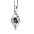 Monte Belo Indicolite and White Zircon Pendant Necklace 20 Inches in Platinum Over Sterling Silver 0.40 ctw - Sticky add to cart bar