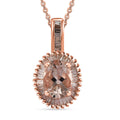 Premium Marropino Morganite, Natural Champagne and White Diamond (0.20 cts) Halo Pendant Necklace (20 Inches) in Vermeil RG Over Sterling Silver - Sticky add to cart bar