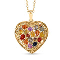 Rainbow Sapphire, Pink and Blue Sapphire Heart Pendant Necklace 18 Inches in Vermeil Yellow Gold Over Sterling Silver 3.50 ctw - Sticky add to cart bar