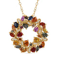 Rainbow Sapphire and White Zircon Wreath Pendant Necklace 18 Inches in Vermeil Yellow Gold Over Sterling Silver 3.50 ctw - Sticky add to cart bar