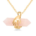 Galilea Rose Quartz Pendant Necklace 18.5-20.5 Inches in Goldtone 48.50 ctw - Sticky add to cart bar